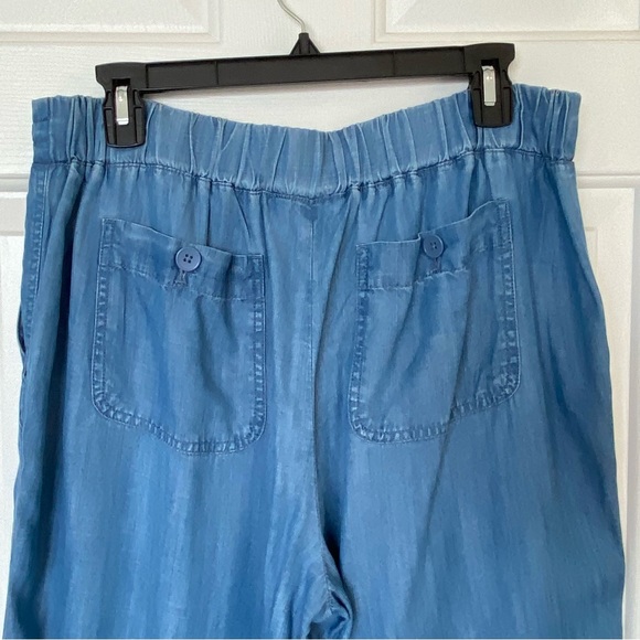 Talbots Women 12P Chambray Pants Summer Twill Slim Leg Rolled Hem - Picture 10 of 16